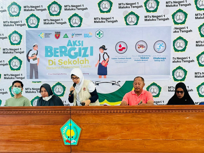Sosialisasi dari Puskesmas Tulehu tentang Aksi GIZI di Sekolah MTs Negeri 1 Maluku Tengah.