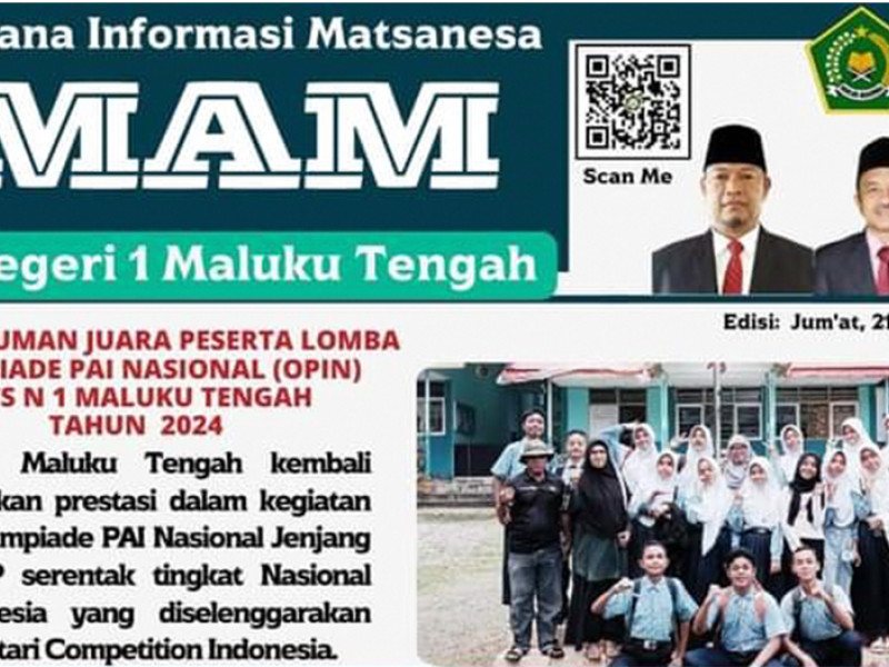 JUARA PESERTA OLIMPIADE PAI NASIONAL (OPIN) MTSN 1 MALUKU TENGAH TAHUN 2024